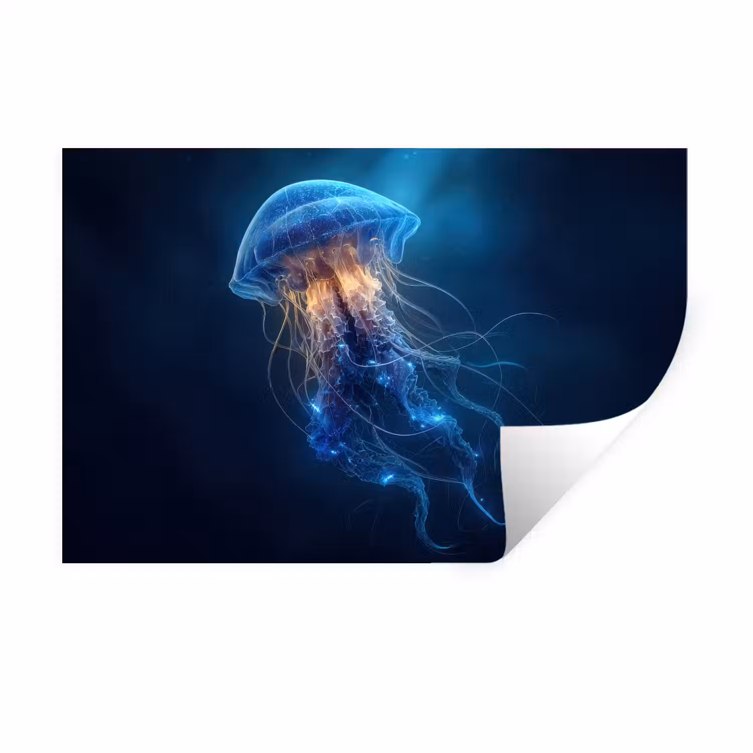 Kwal - Lichtgevend - Tentakels - Blauw Muursticker klein -3d