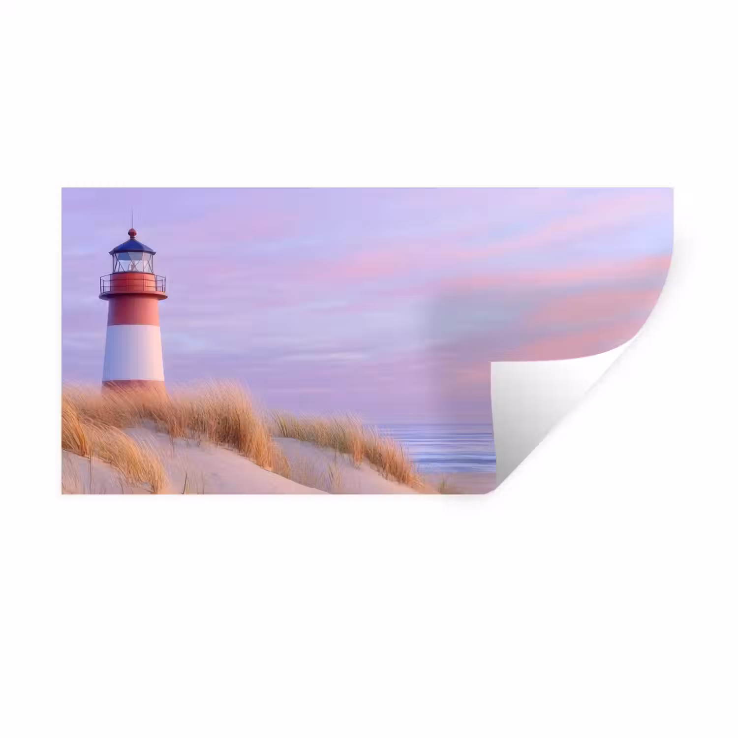 Vuurtoren - Duinen - Zonsondergang Muursticker klein -3d