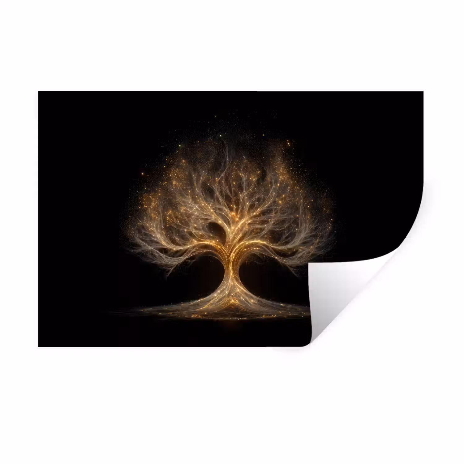 Lichtjes - Boom - Abstract - Zwart Muursticker klein -3d