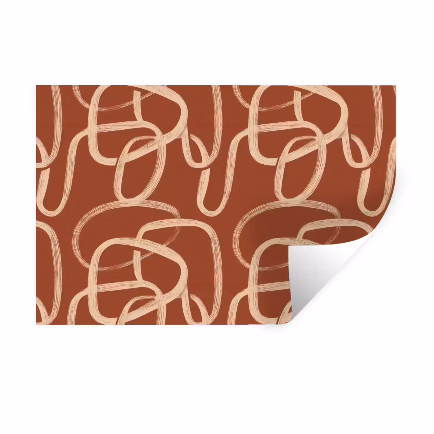 Lijnen - Abstract - Organisch - Terracotta - Crème Muursticker klein 286 -3d
