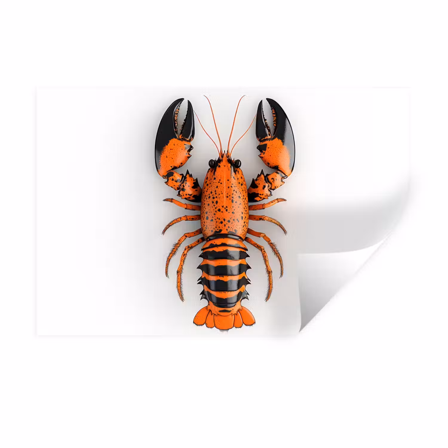 Kreeft - Zwart - Oranje - Wit - Uniek Muursticker klein -3d