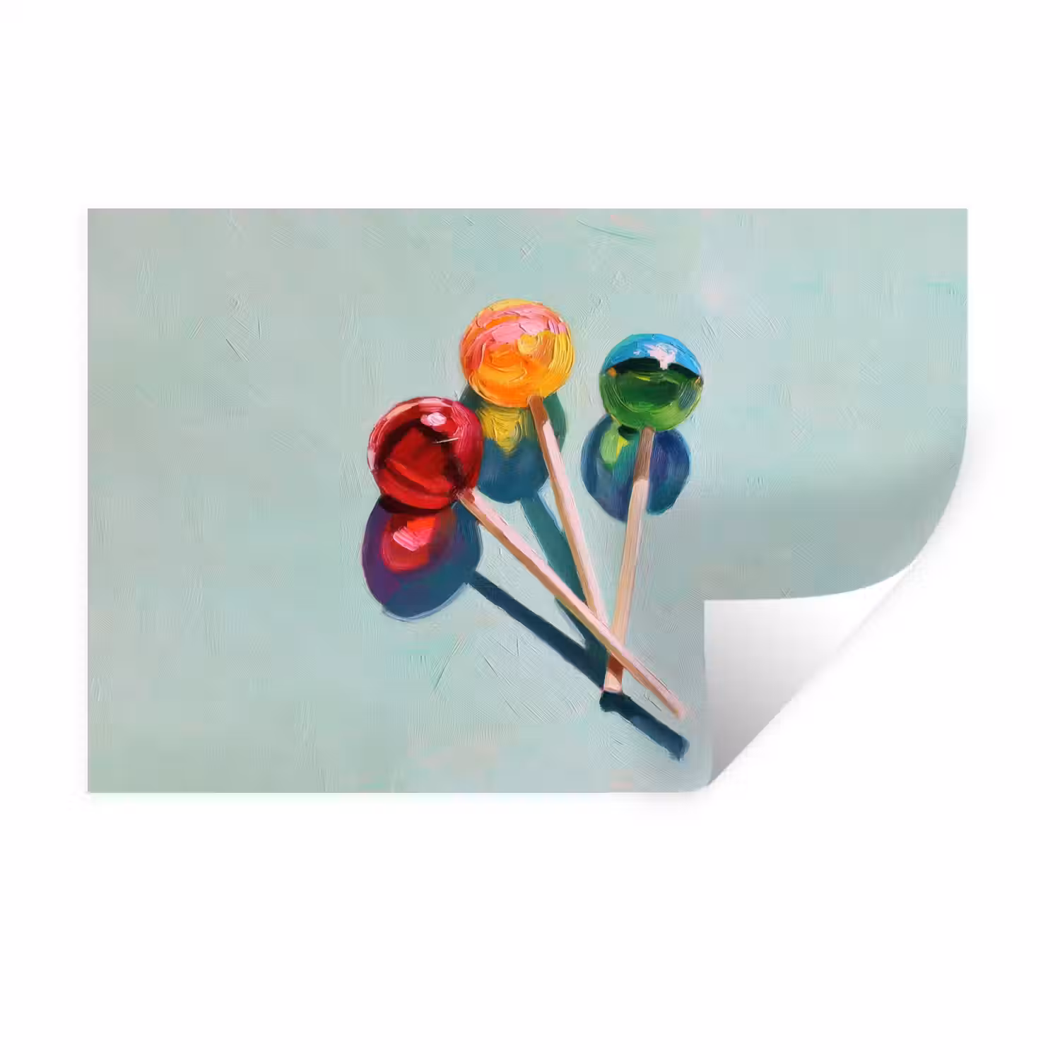 Lollys - Schaduw - Drie - Blauw Muursticker klein -3d