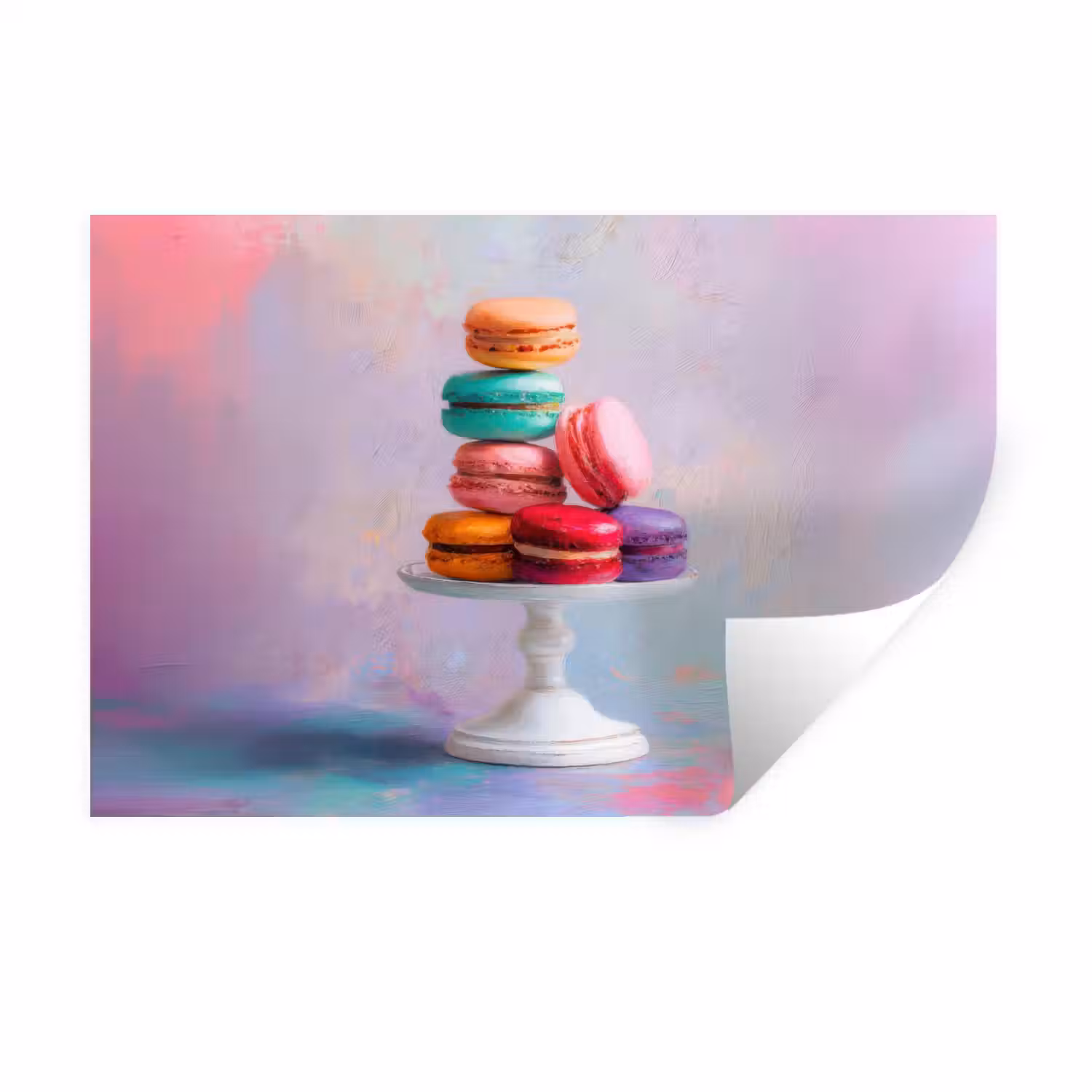 Macarons - Schaal - Pastel - Kleurrijk Muursticker klein -3d