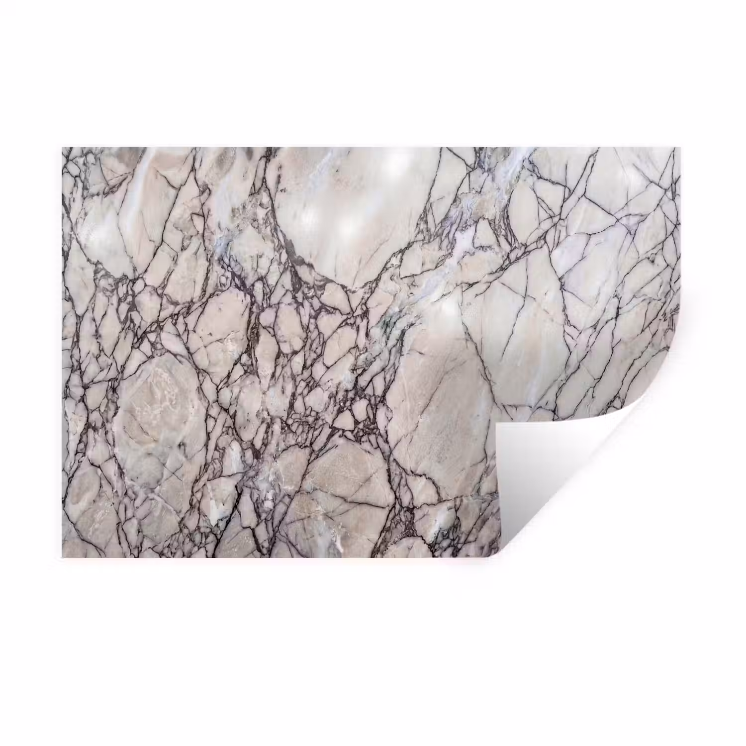 Marmer - Aderen - Patroon - Wit - Grijs Muursticker klein -3d