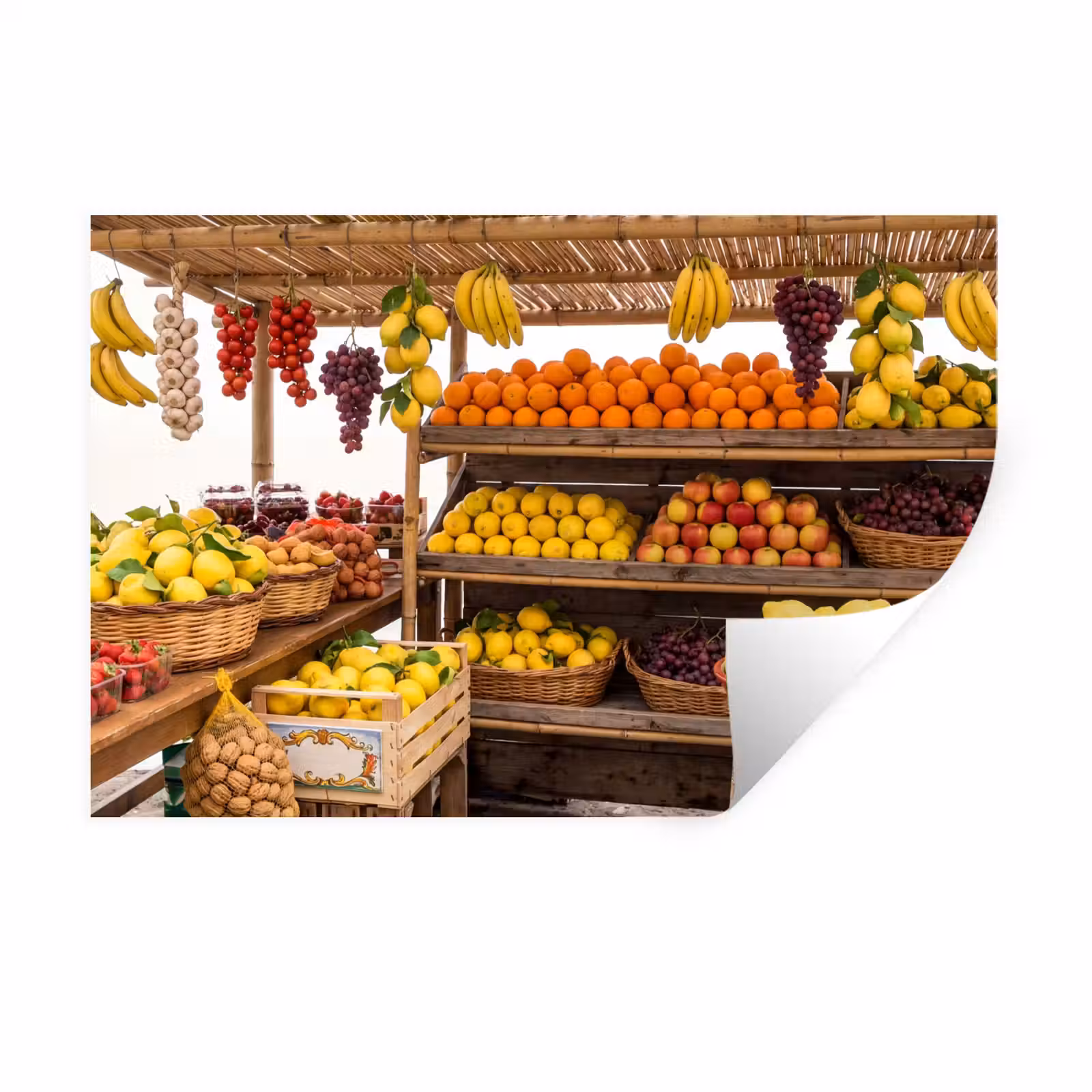 Wall Sticker - Market Stall - Fruit - Fresh - Marktkraam - Fruit - Vers Muursticker klein