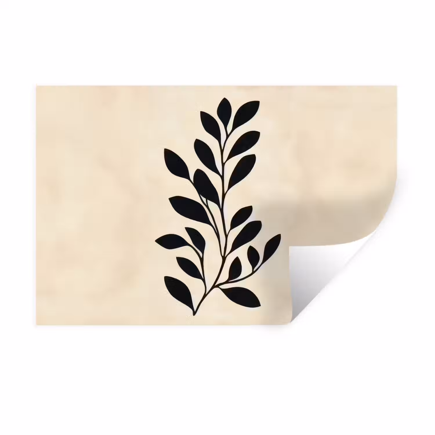 Minimalistisch - Tak - Bladeren - Zwart Muursticker klein -3d