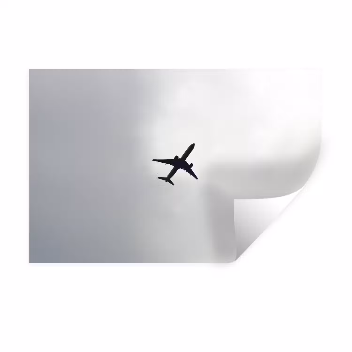 Minimalistisch - Silhouet - Zwart - Vliegtuig Muursticker klein -3d