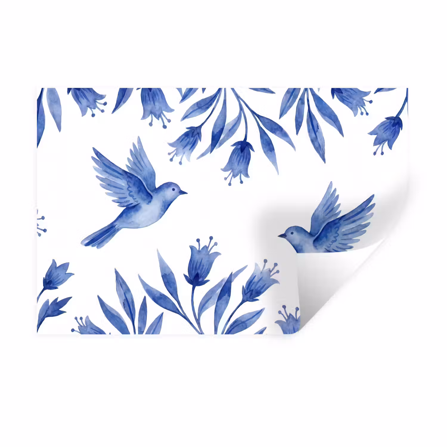 Modern - Vogels - Delfts - Blauw Muursticker klein -3d