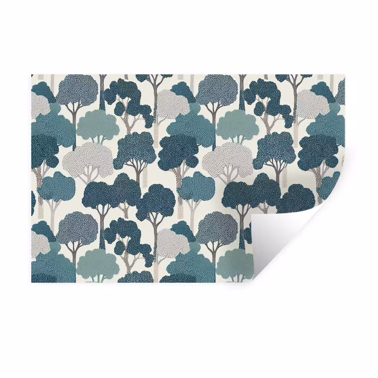 Modern - Bomen - Bos - Patroon - Blauw Muursticker klein 286 -3d