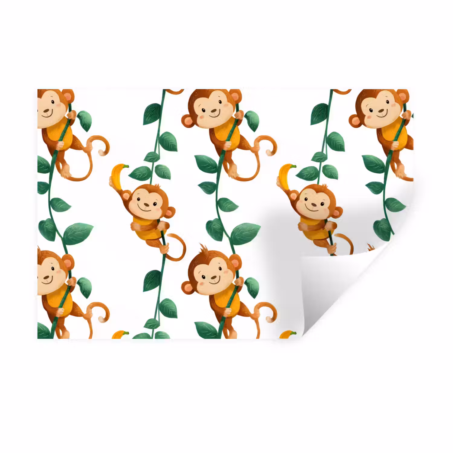 Apen - Lianen - Kleurrijk Muursticker klein 286 -3d