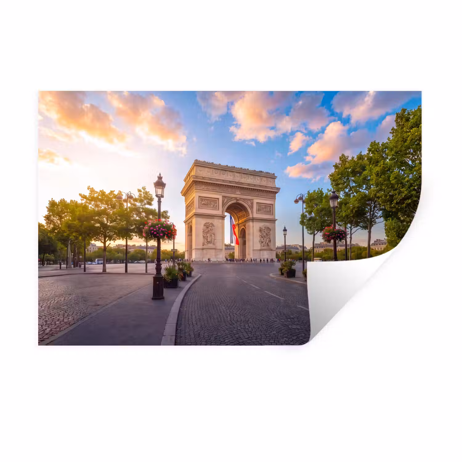 Monument - Parijs - Zonsondergang - Architectuur - Goud Muursticker klein -3d