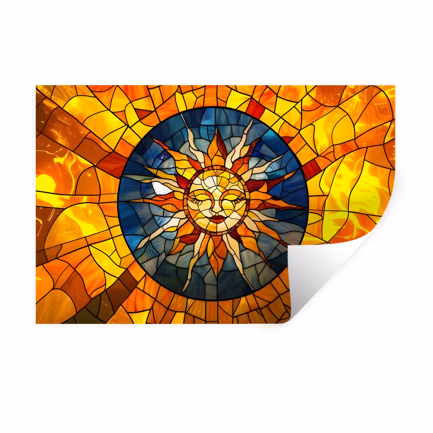 Mozaïek - Zon - Geel - Cirkel Muursticker klein -3d
