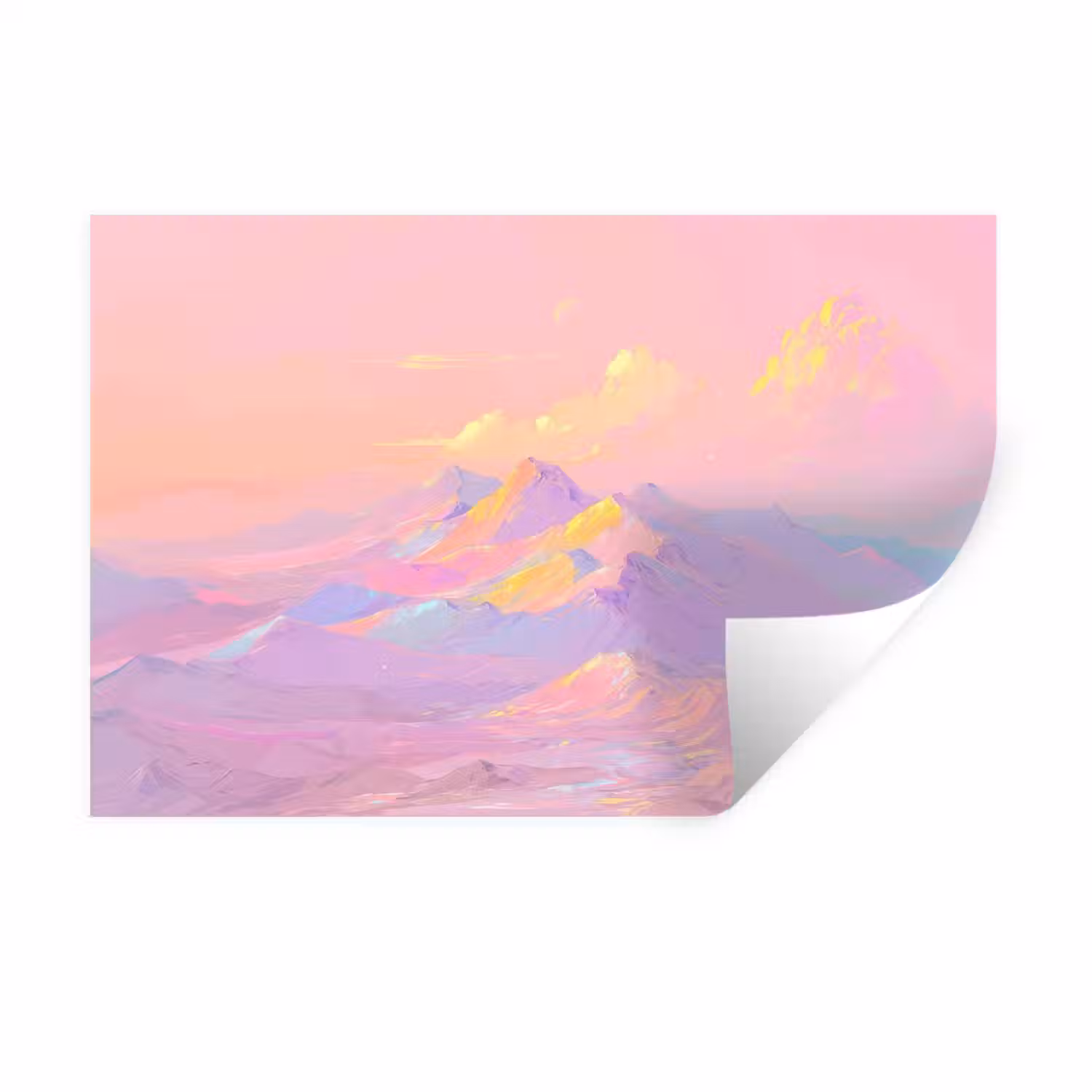 Bergtoppen - Wolken - Dromerig Muursticker klein -3d