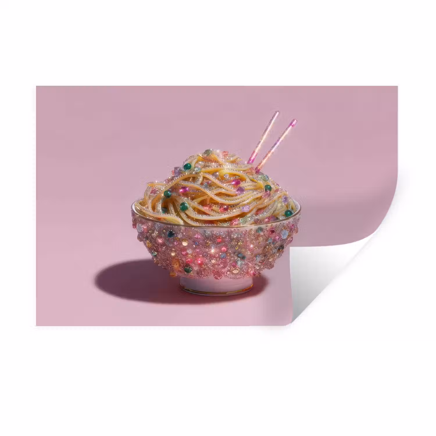 Noodles - Edelstenen - Stokjes - Roze Muursticker klein -3d