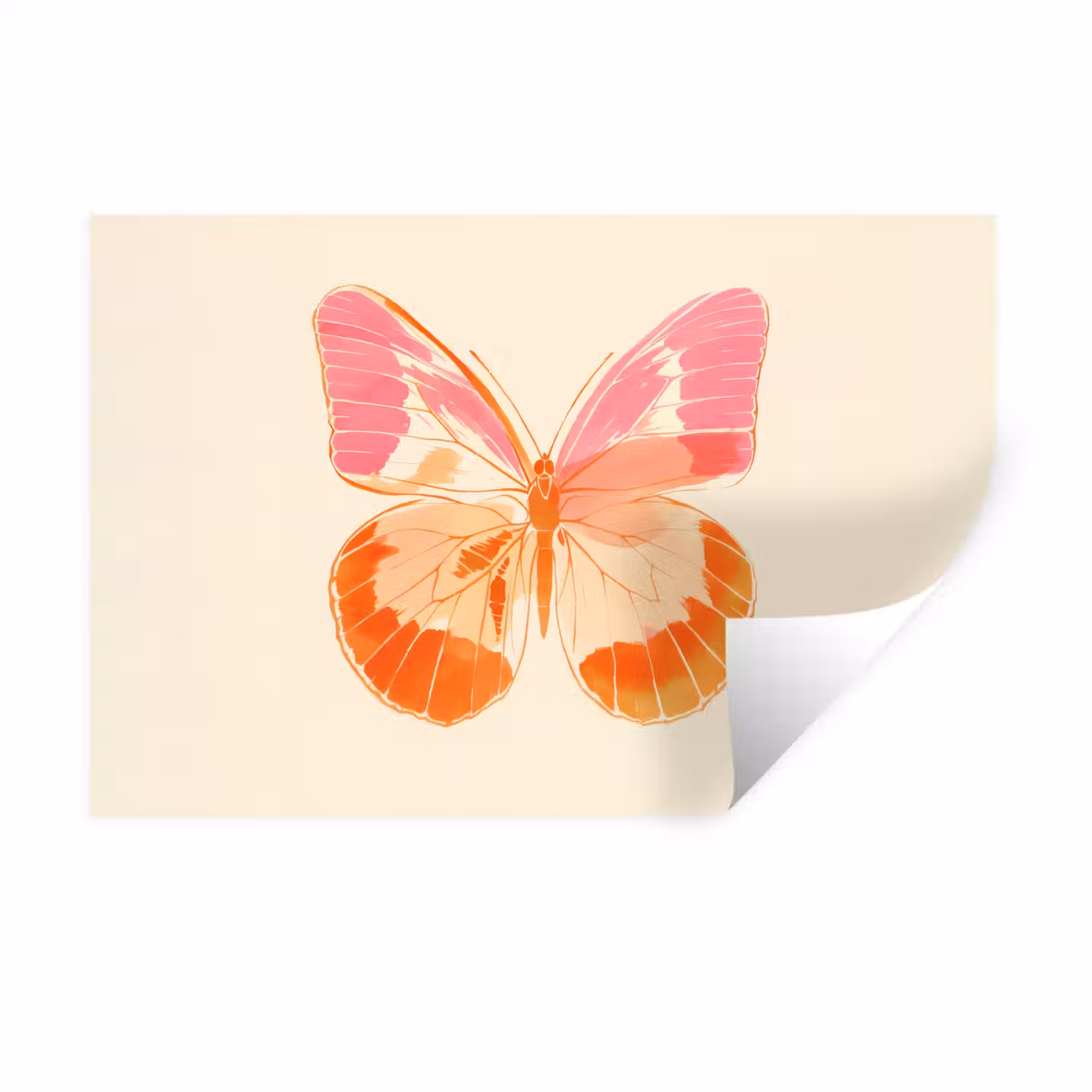 Oranje - Vlinder - Minimalistisch Muursticker klein -3d