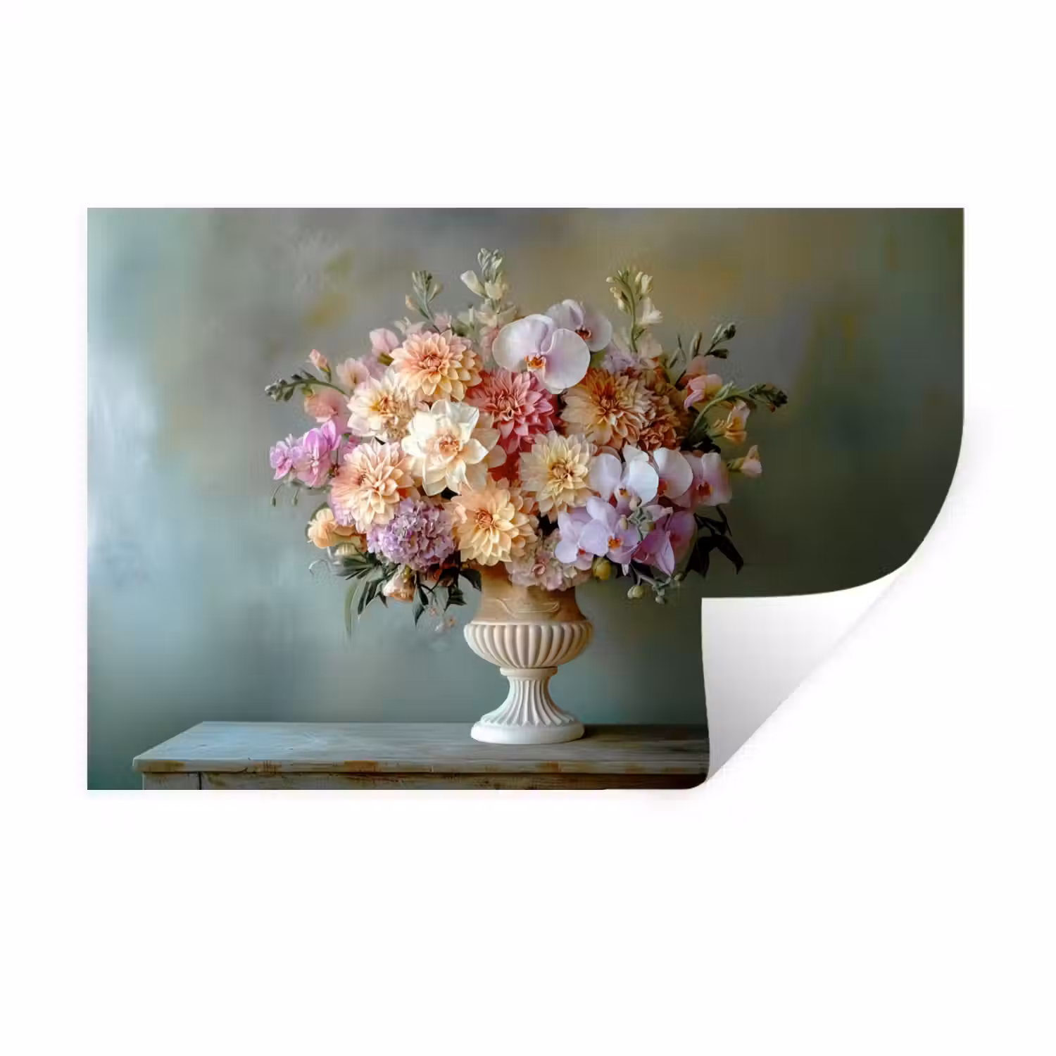 Orchidee - Boeket - Vaas - Bloemen Muursticker klein -3d