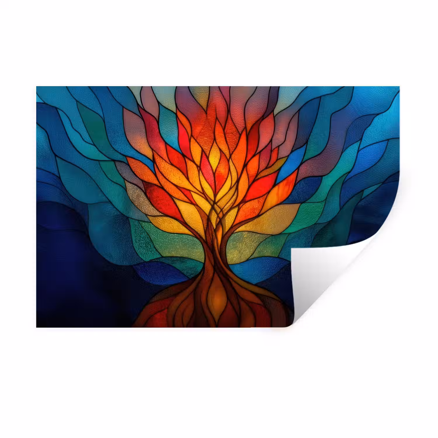 Sierglas - Boom - Rood - Vlakken Muursticker klein -3d