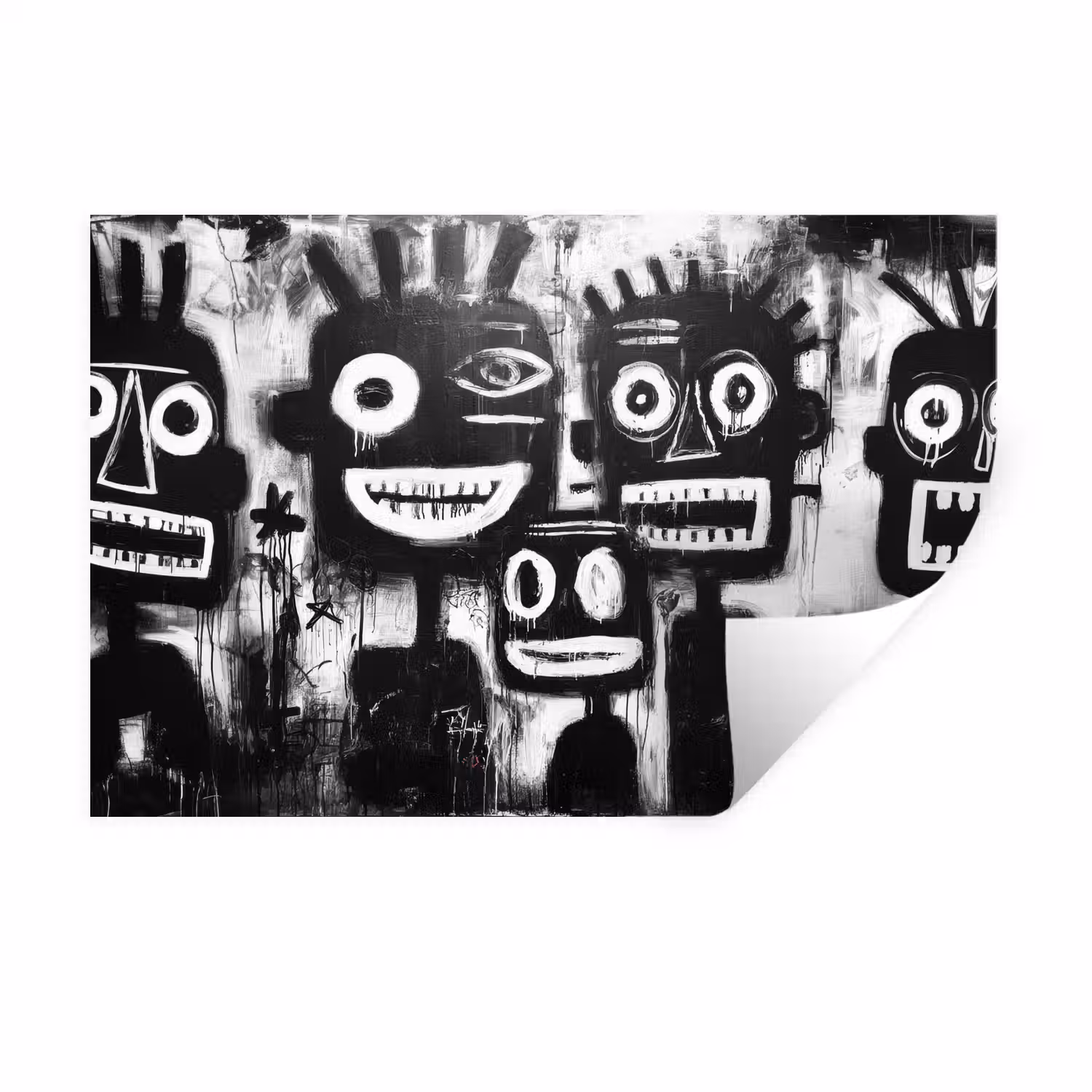 Schilderij - Figuren - Zwart - Abstract Muursticker klein -3d
