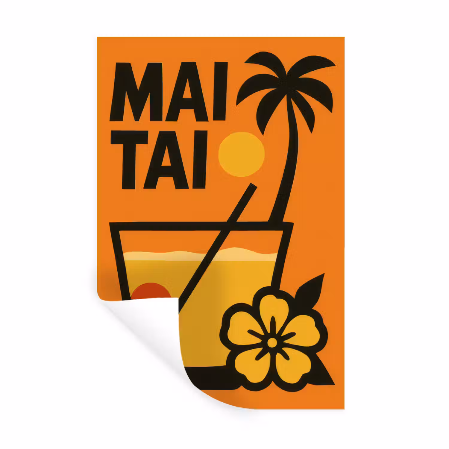 Palmboom - Bloem - Art - Drink Muursticker klein -3d