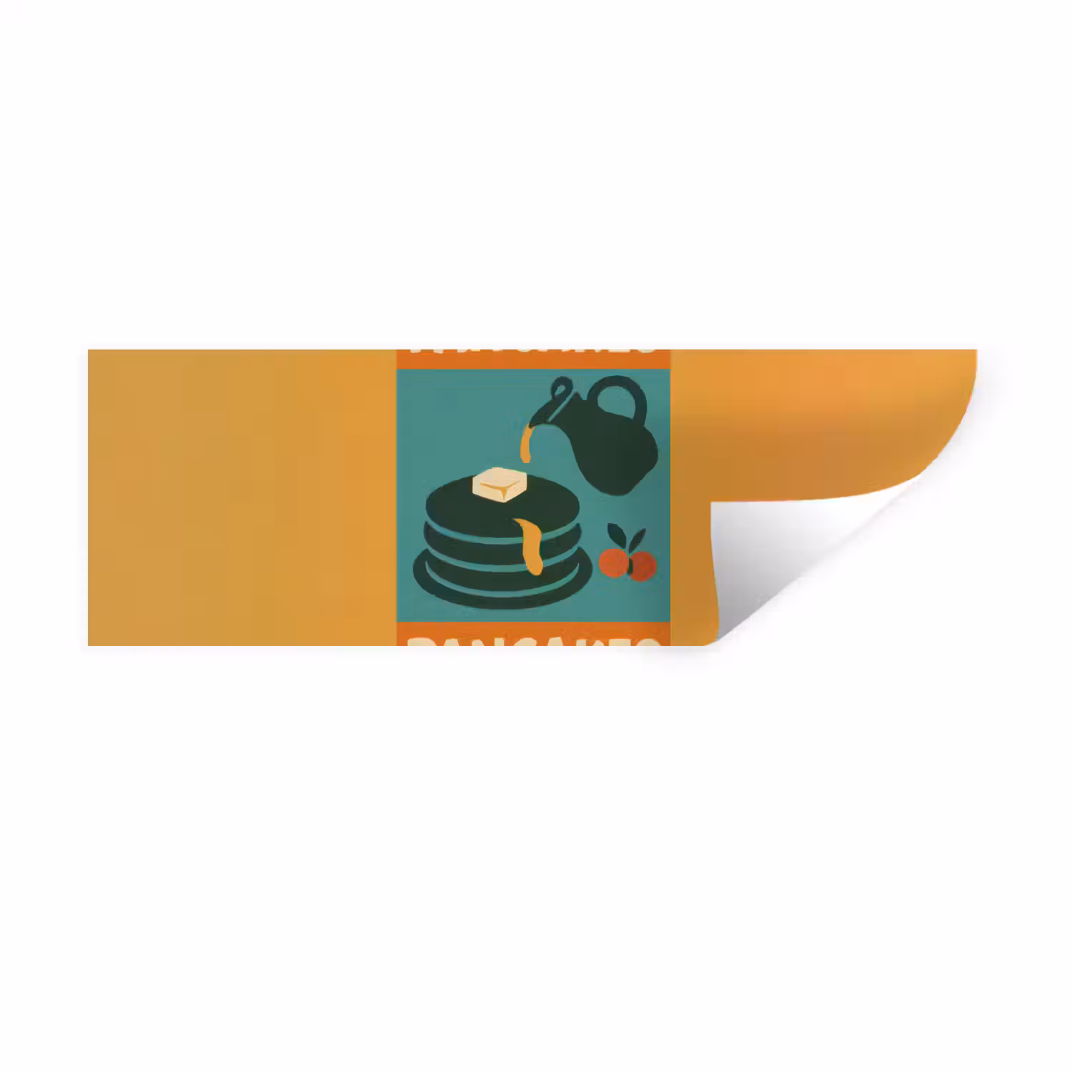 Pannenkoeken - Siroop - Illustratie - Oranje Muursticker klein -3d