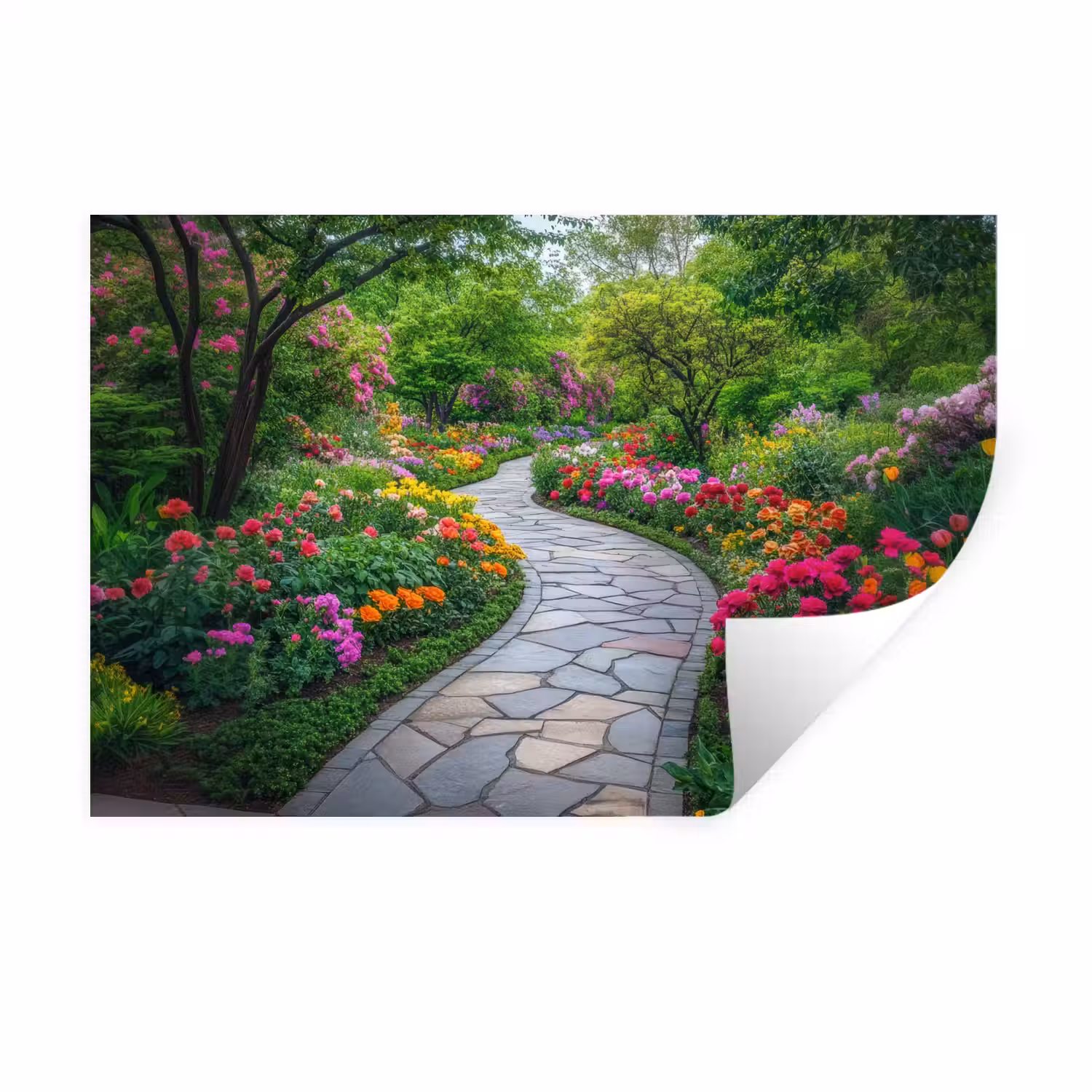Park - Bloemen - Tuin Muursticker klein -3d