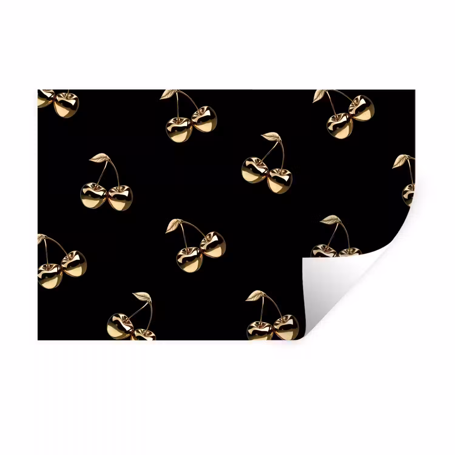 Patroon - Kersen - Goud - Chrome Muursticker klein -3d