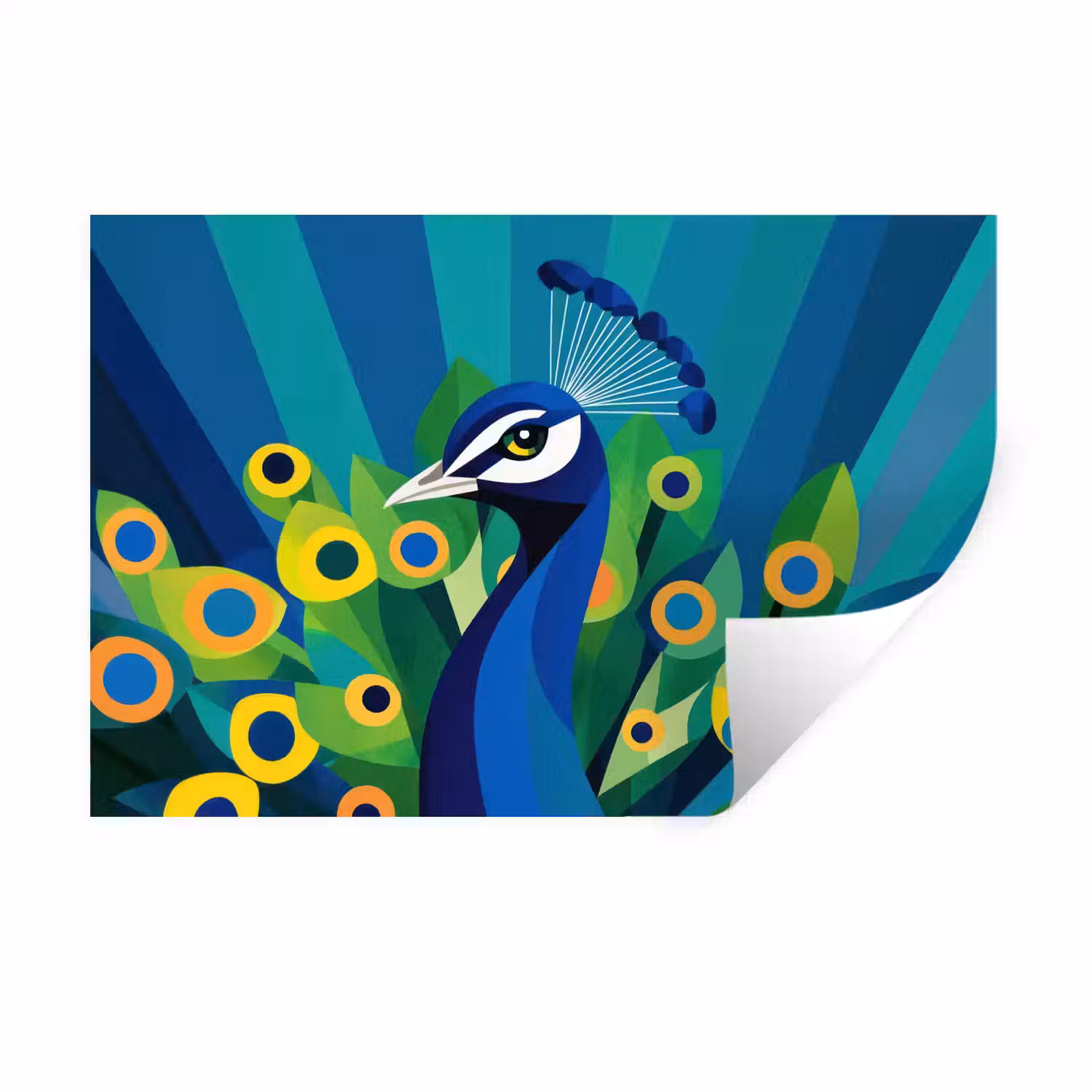 Pauw - Cirkels - Blauw Muursticker klein -3d