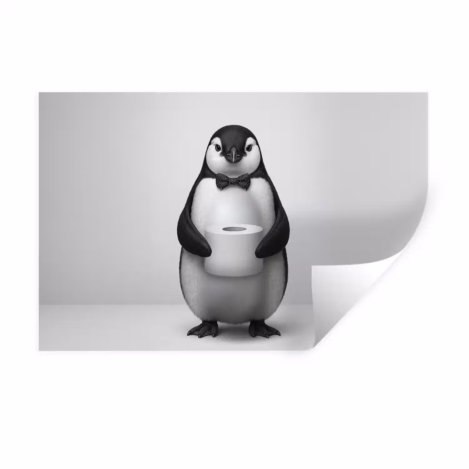 Pinguïn - WC rol - Wit Muursticker klein -3d