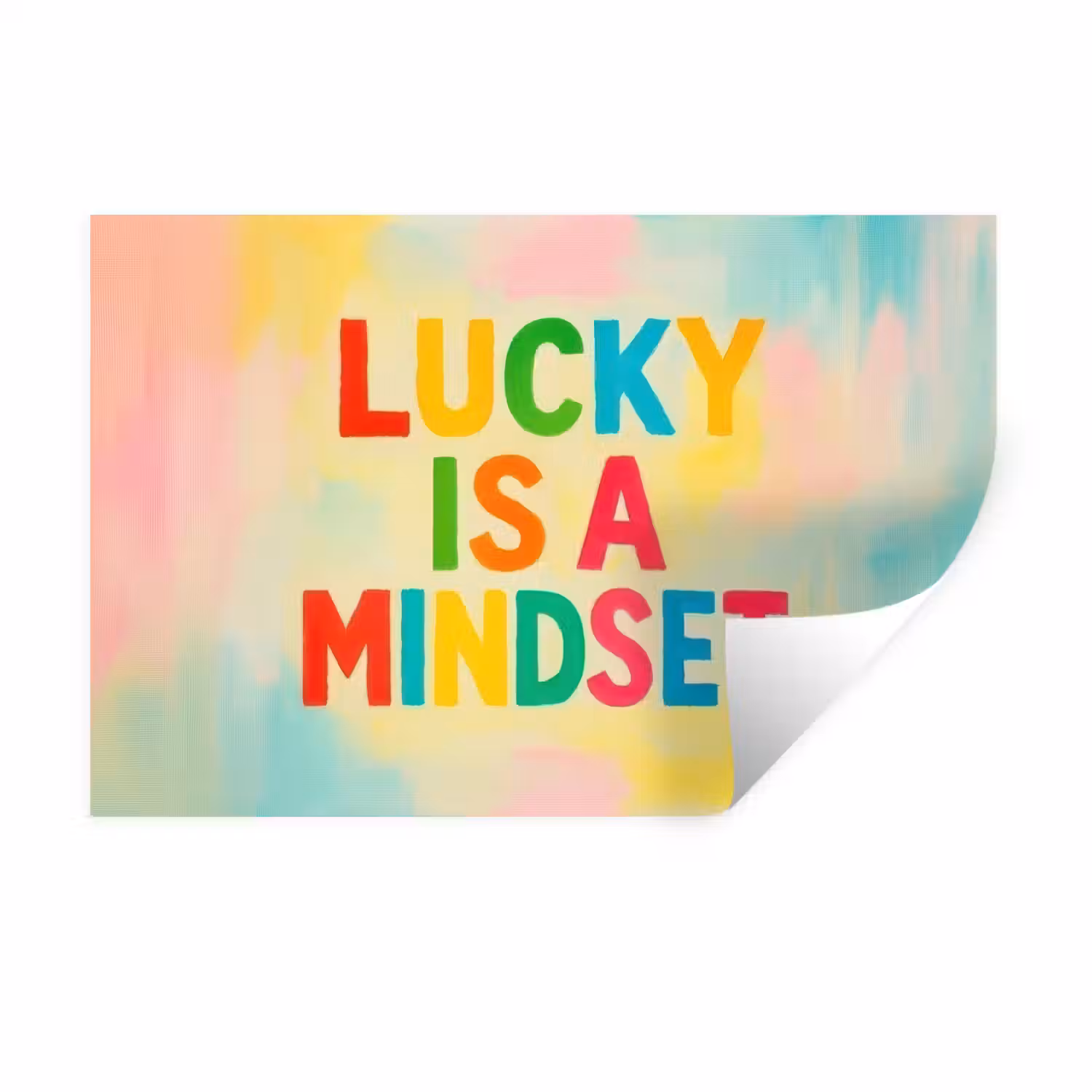 Quote - Lucky - Regenboogkleuren Muursticker klein -3d