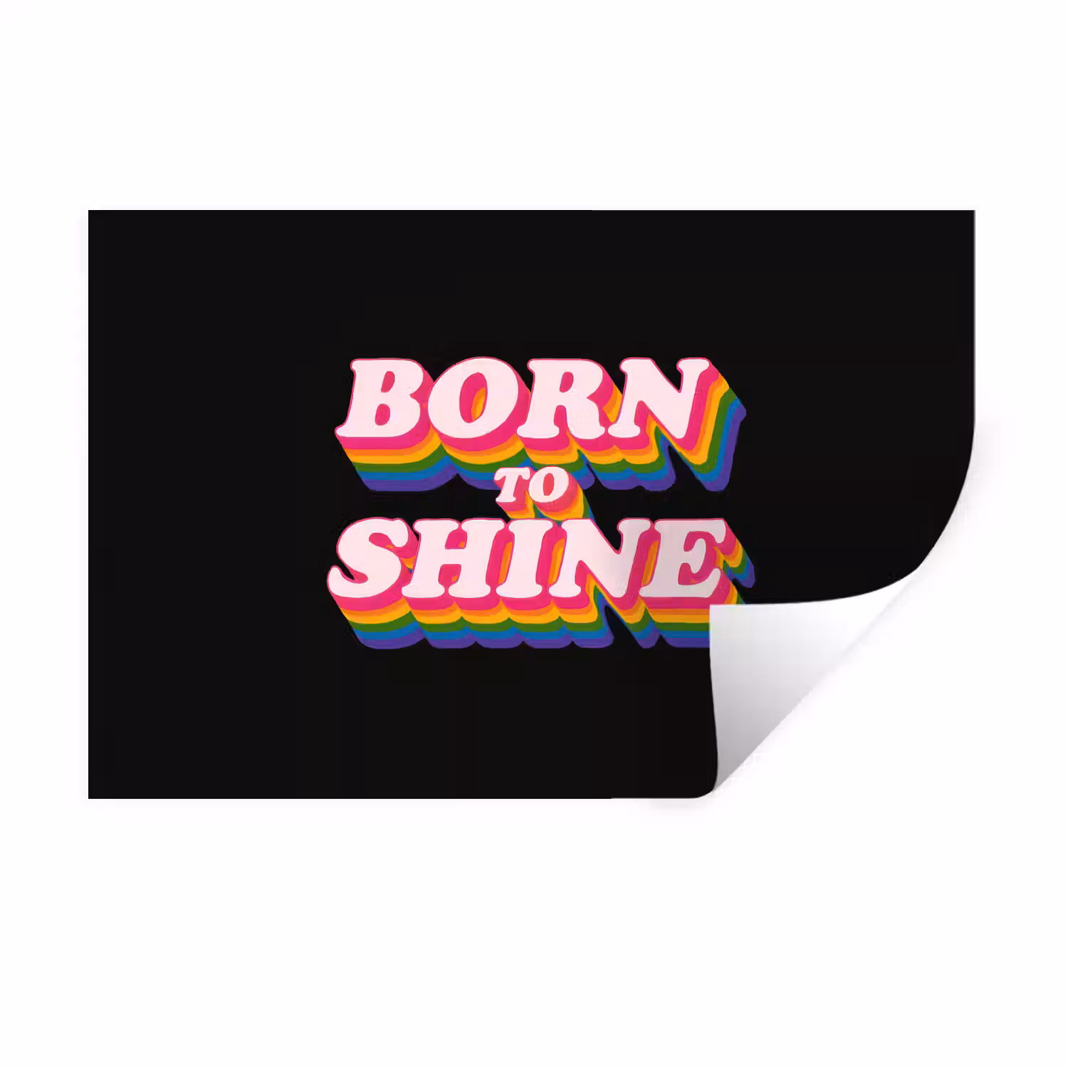 Quote - Regenboog - Roze - Zwart Muursticker klein -3d