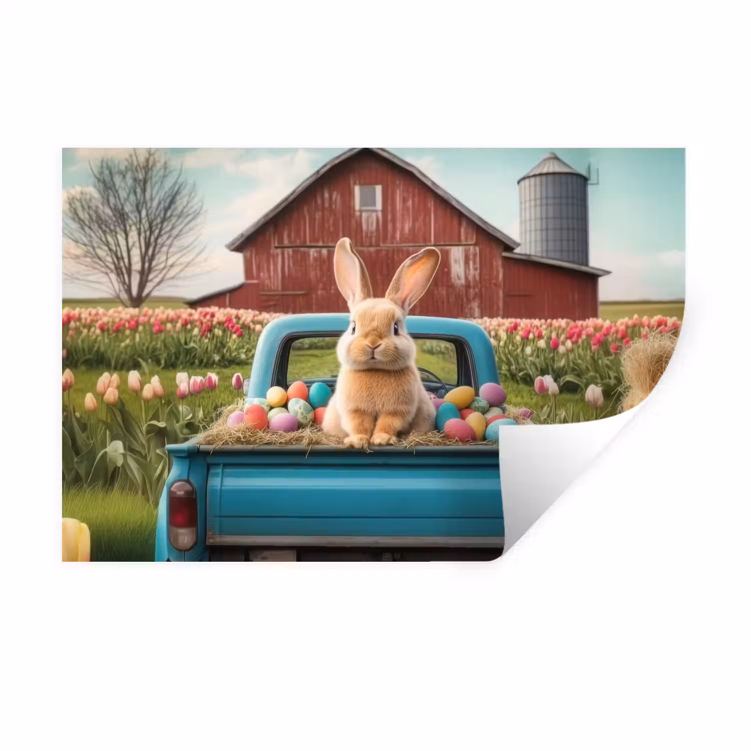 Konijn - Boerderij - Eieren Muursticker klein -3d