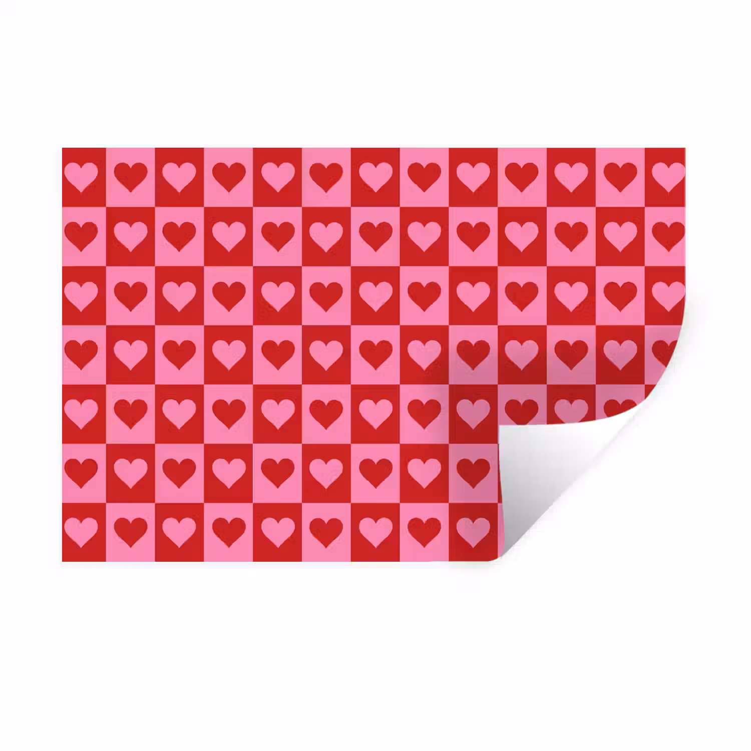 Rood - Roze - Schaakbord - Valentijn Muursticker klein -3d