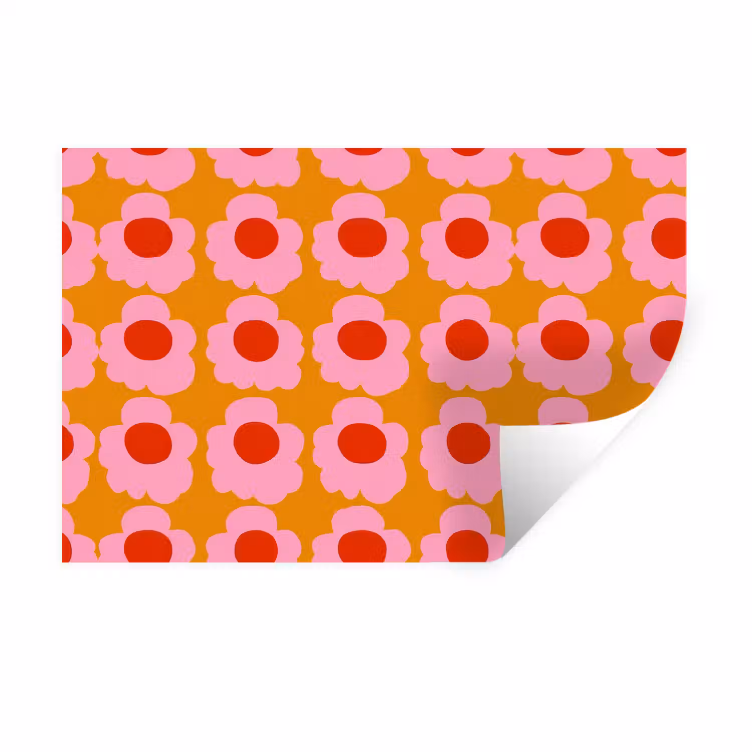 Retro - Bloemen - Roze Muursticker klein 286 -3d