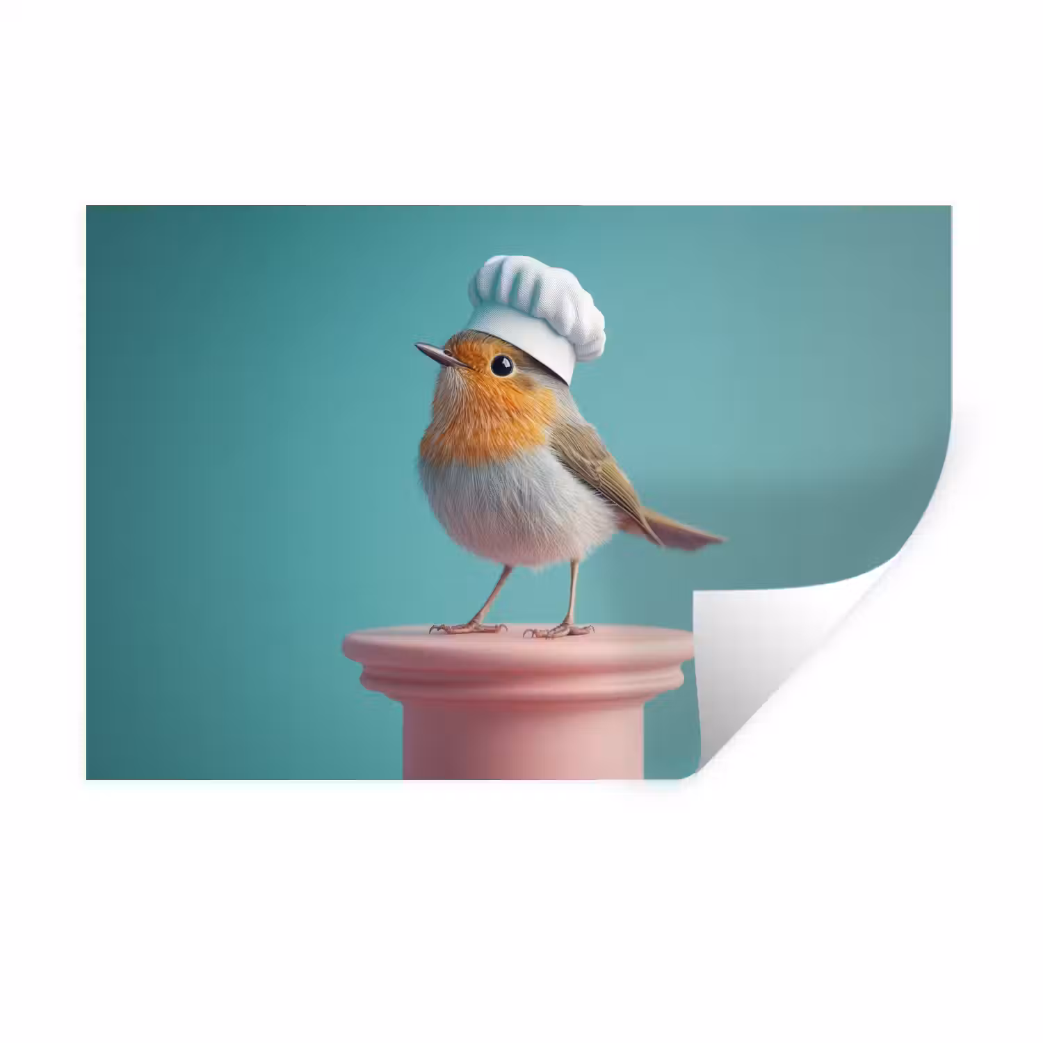 Roodborstje - Vogel - Koksmuts - Sokkel Muursticker klein -3d