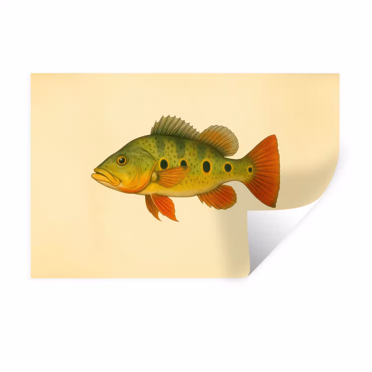 Schubben - Vis - Groen - Illustratie Muursticker klein -3d