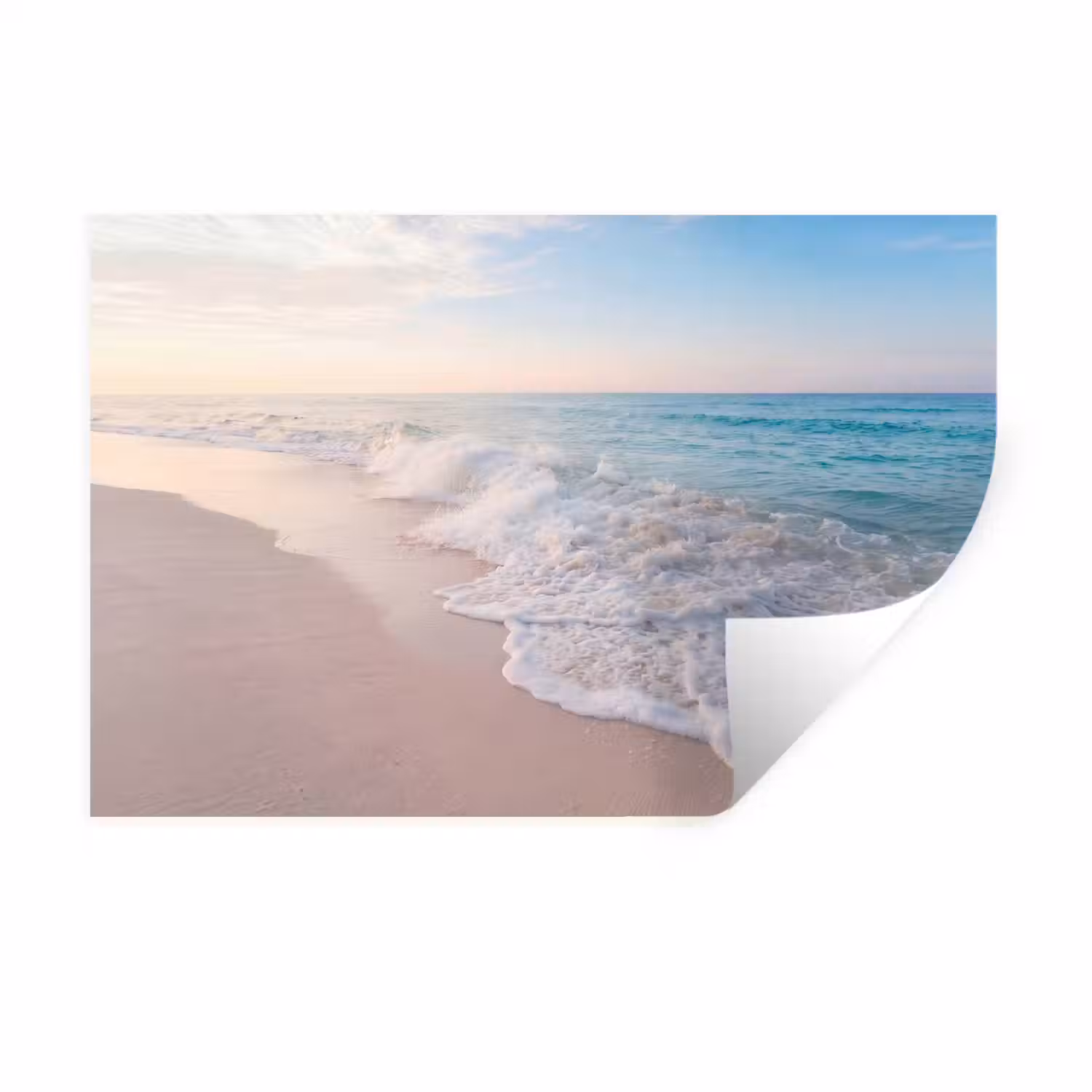 Zee - Golven - Strand - Natuur - Wit Muursticker klein -3d