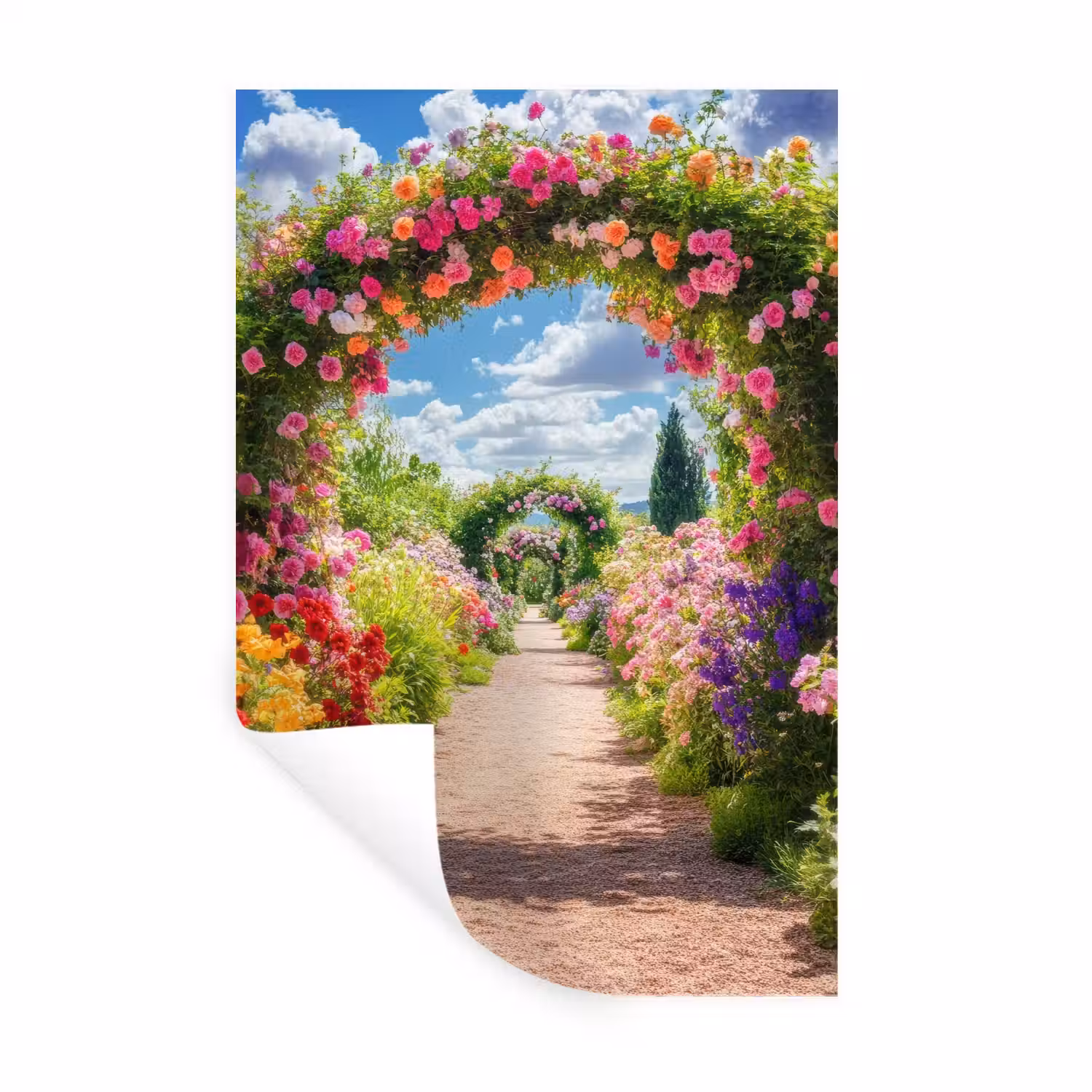 Doorkijk - Bloemen - Kleurrijk - Natuur Muursticker klein -3d