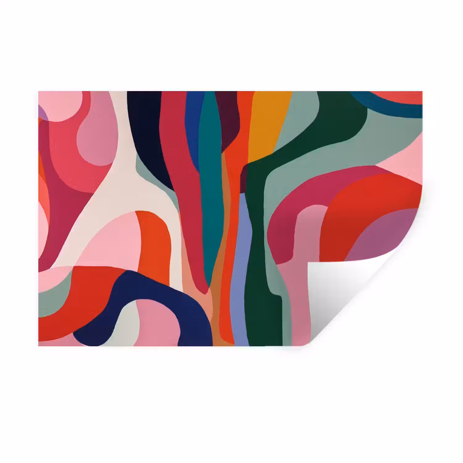 Vormen - Bochten - Kleurrijk - Abstract Muursticker klein -3d