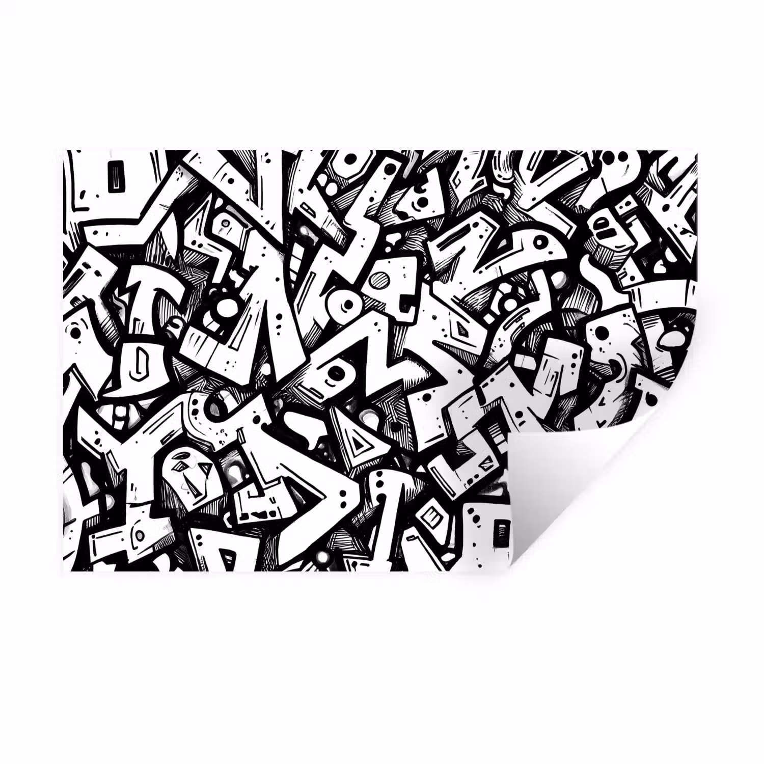Vormen - Letters - Graffiti - Zwart Muursticker klein -3d