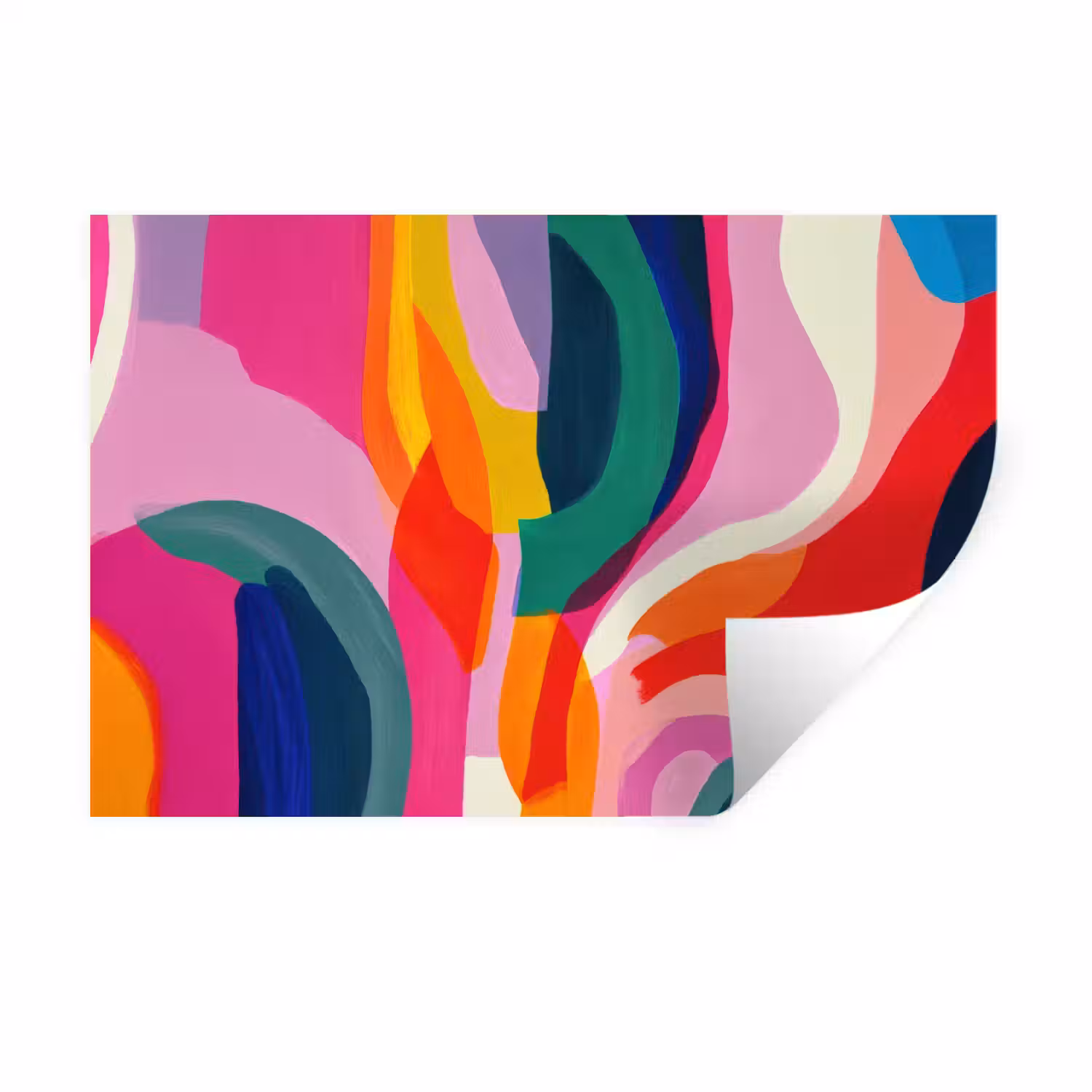 Vormen - Golvend - Abstract - Felroze Muursticker klein -3d