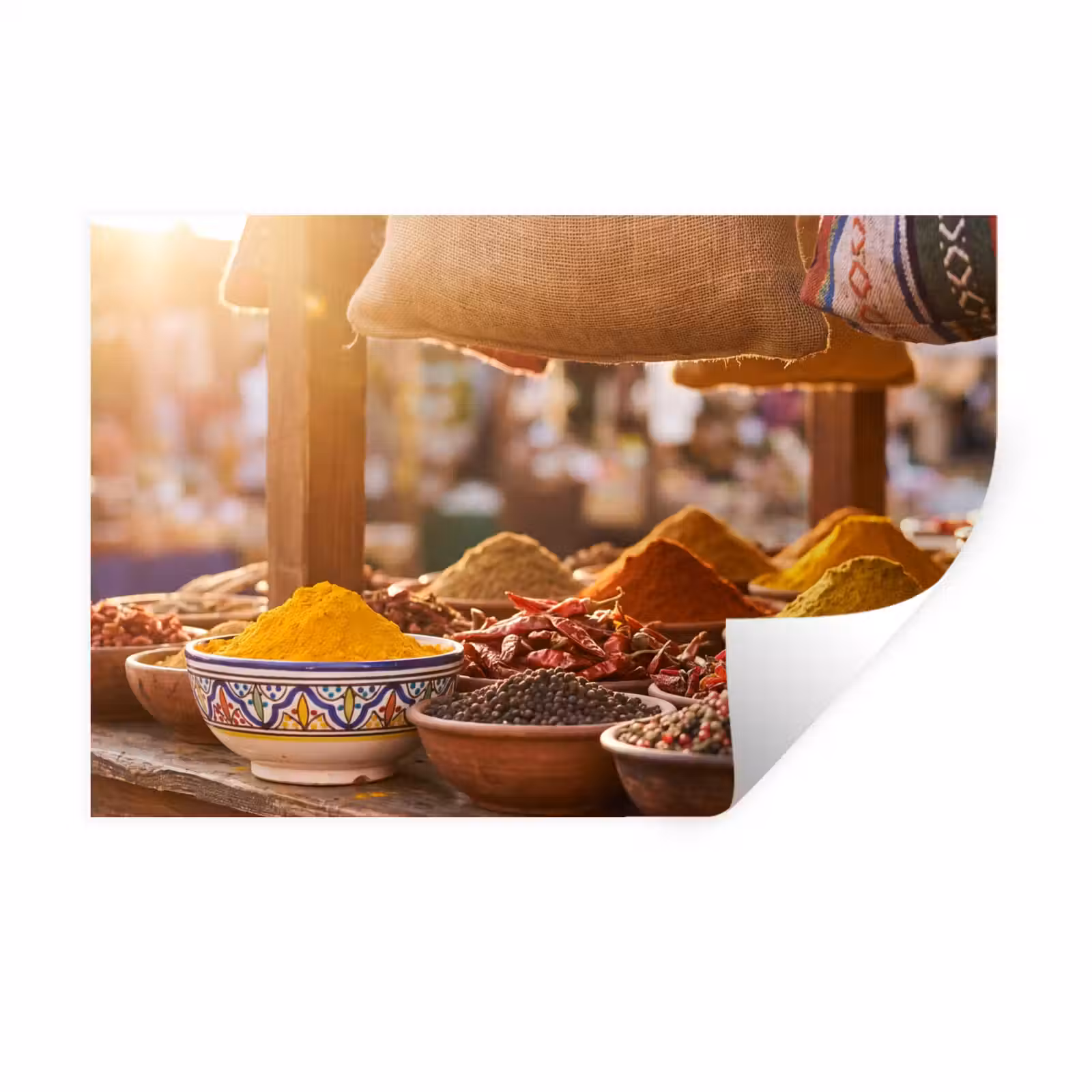 Wall Sticker - Spices - Market - Colorful - Specerijen - Markt - Kleurrijk Muursticker klein