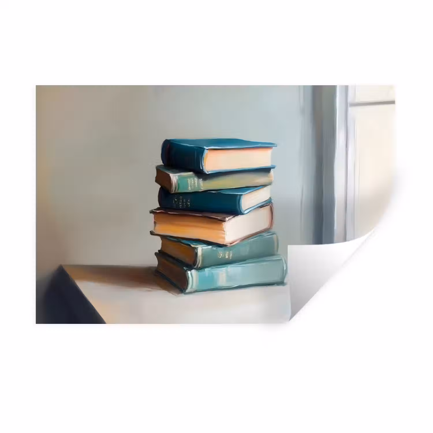 Stapel - Boeken - Groen - Daglicht Muursticker klein -3d