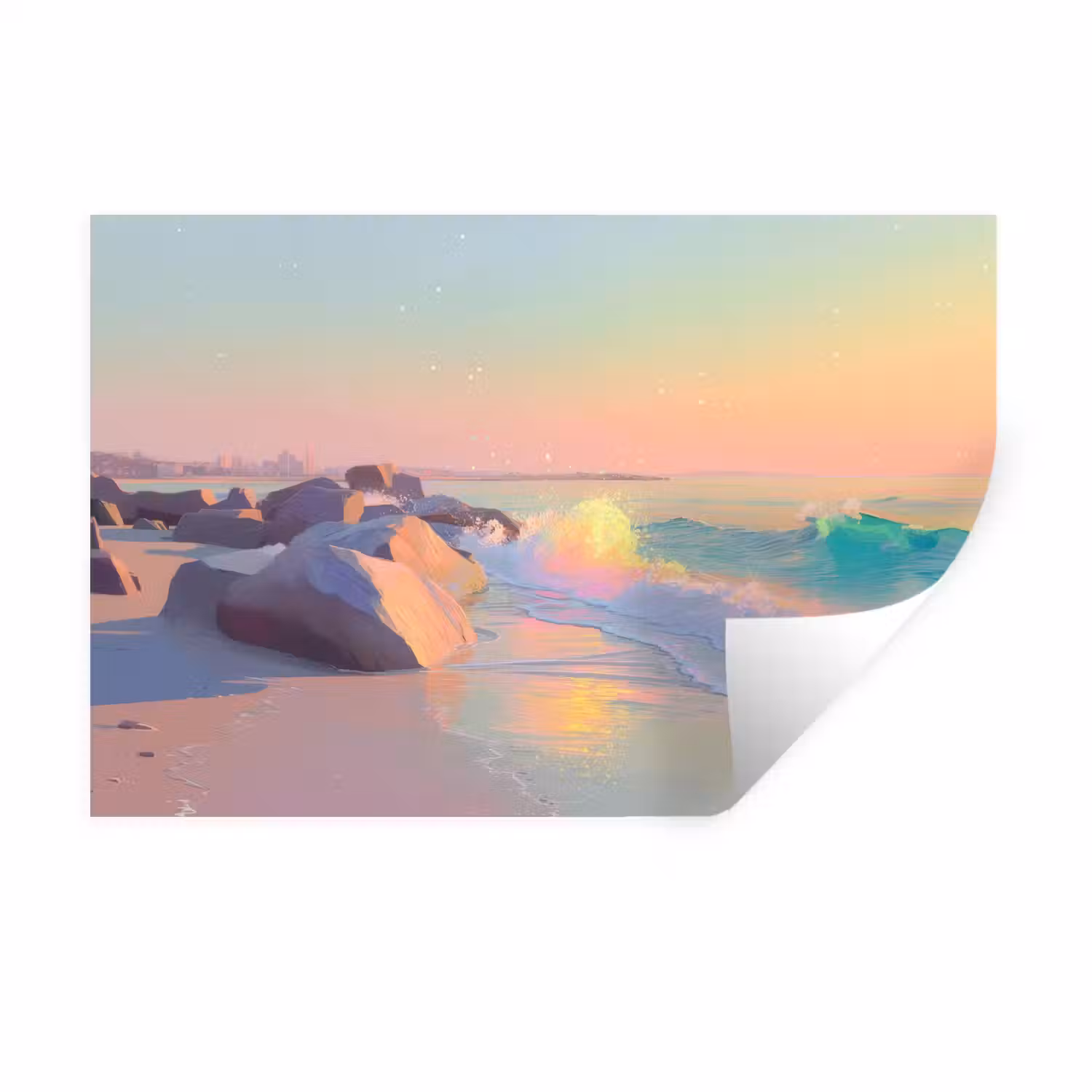 Zomerlicht - Strand - Fonkelende accenten Muursticker klein -3d
