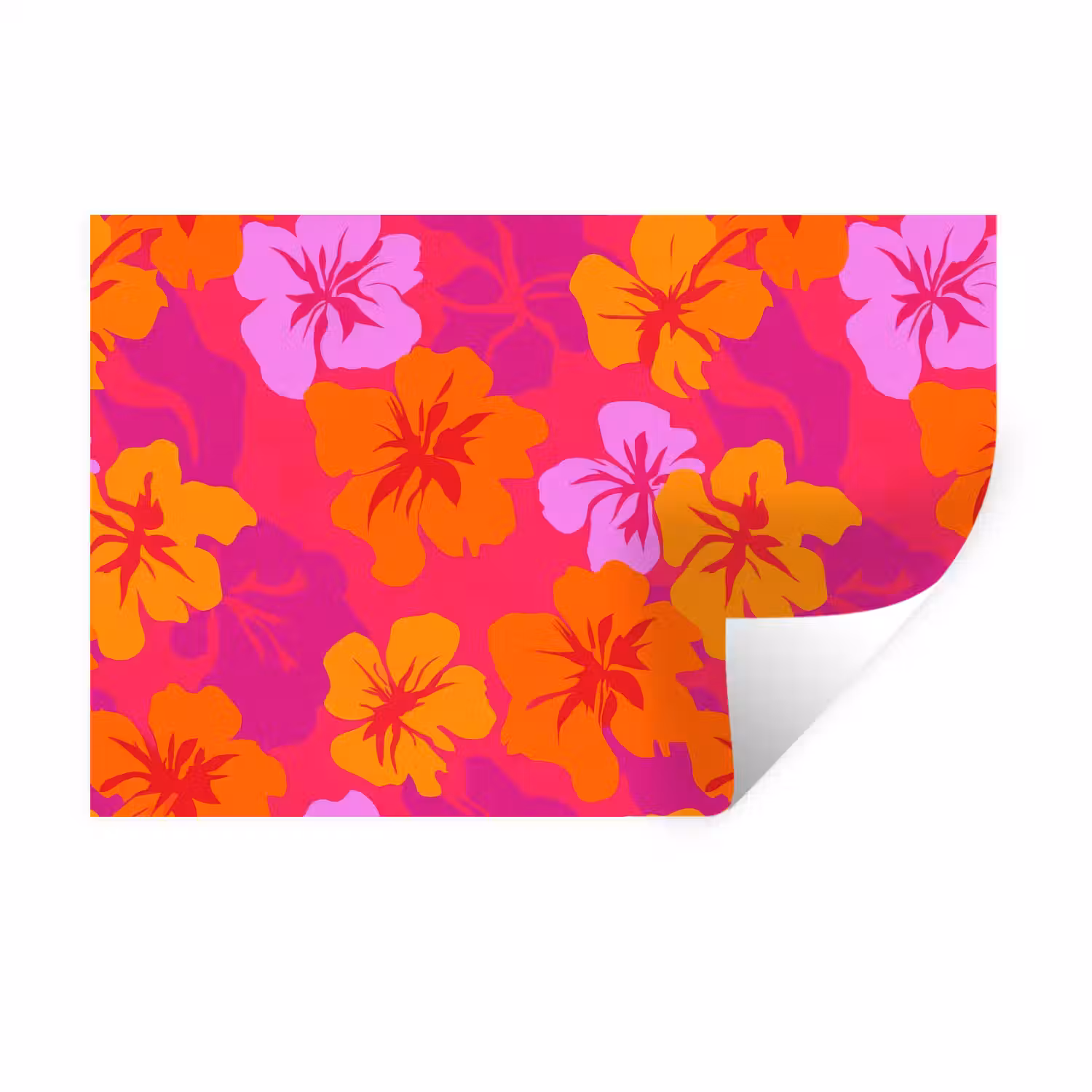 Zomers - Hibiscus - Kleurrijk Muursticker klein 286 -3d