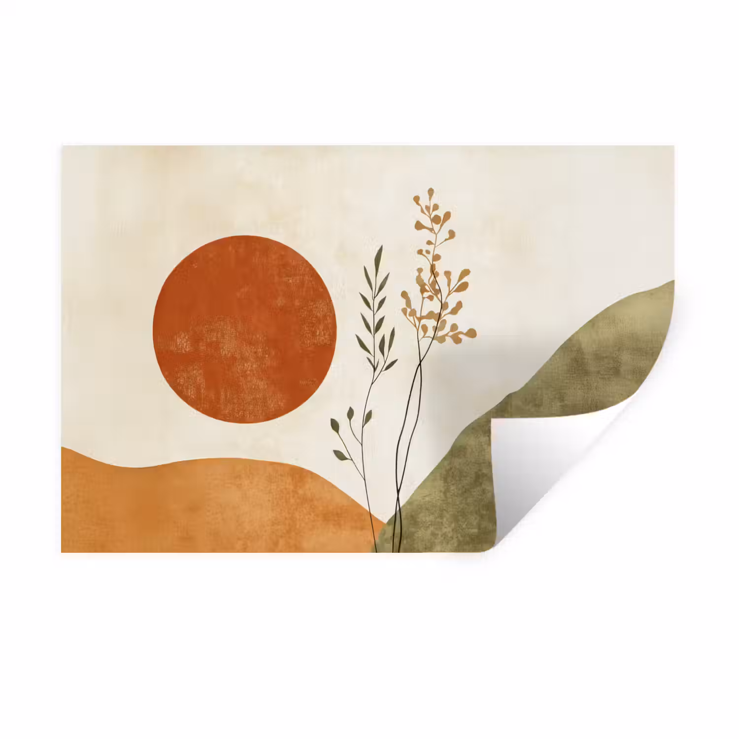 Zon - Abstract - Takken - Oranje Muursticker klein -3d