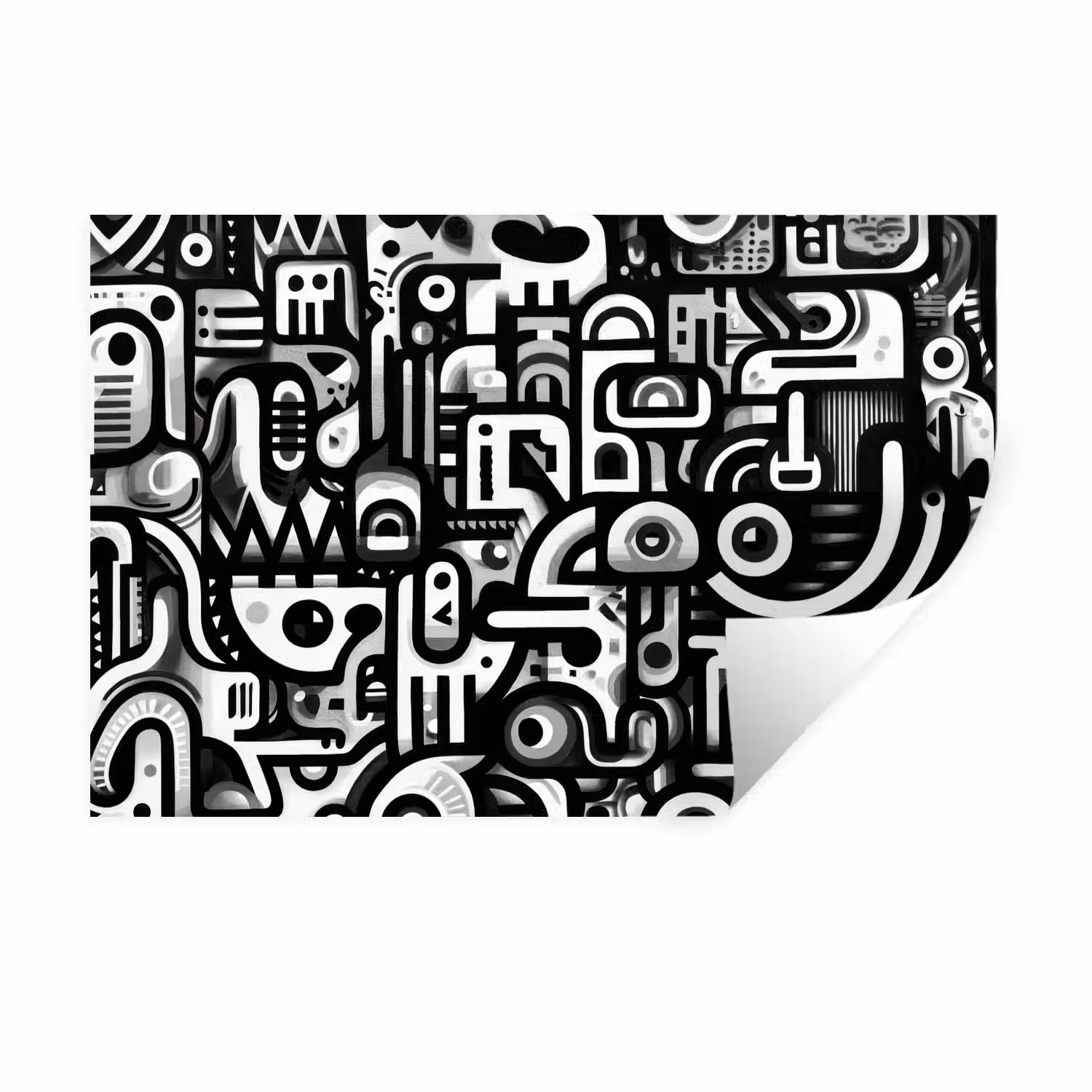 Symbolen - Abstract - Grafisch - Zwart Muursticker klein -3d