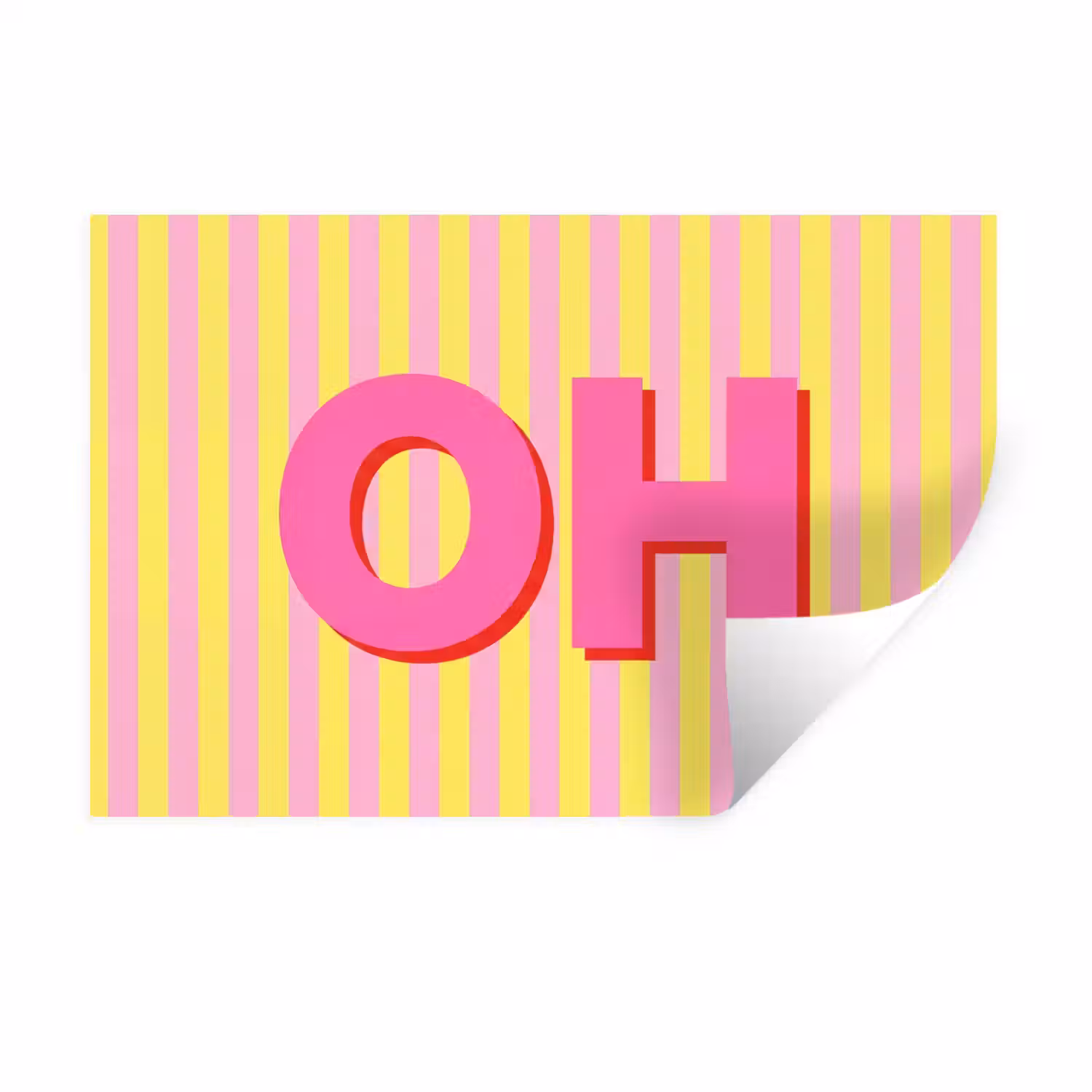 Tekst - Strepen - Roze Muursticker klein -3d