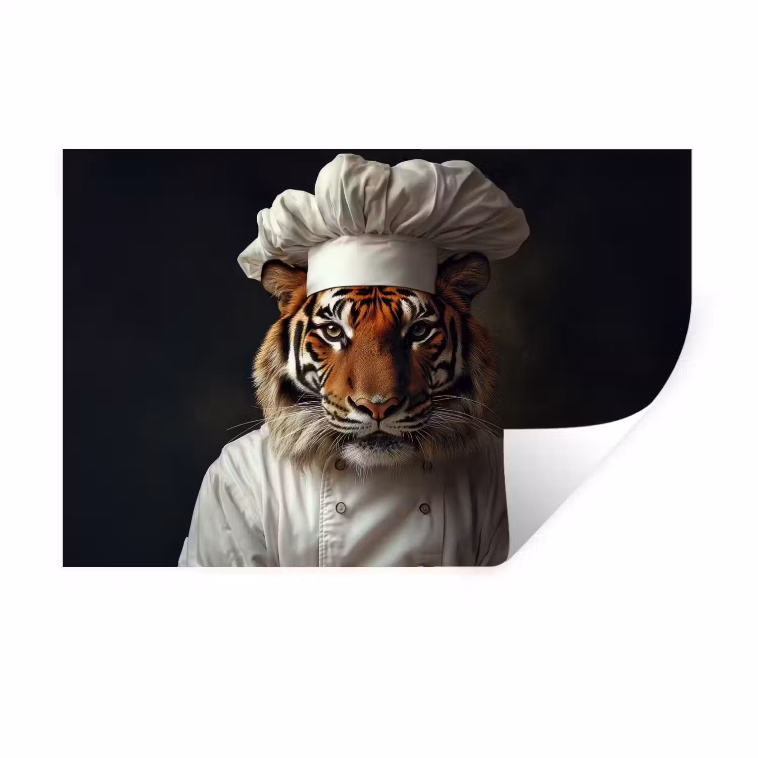 Tijger - Kokskleding - Bruin Muursticker klein -3d