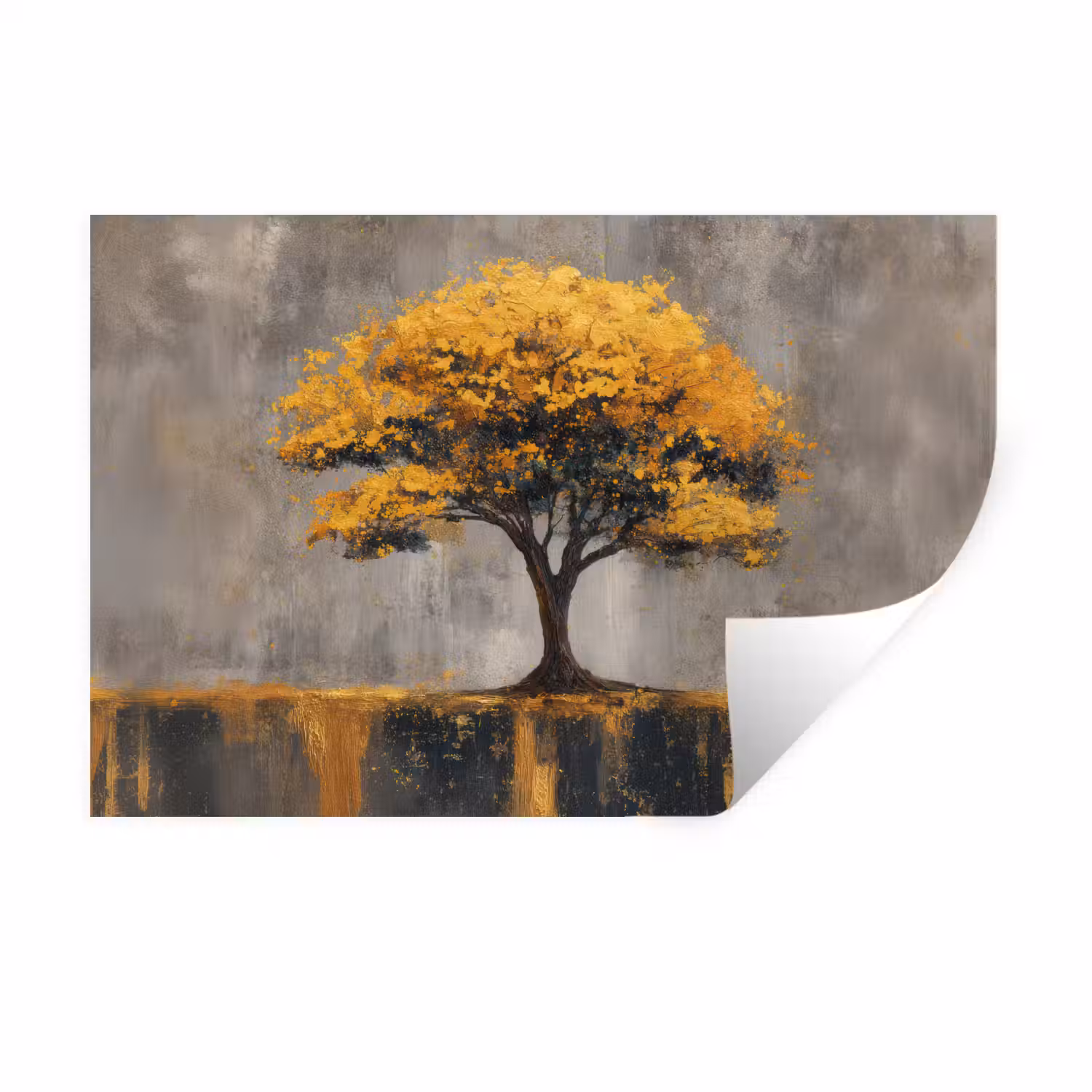 Boom - Bladeren - Goud - Abstract Muursticker klein -3d