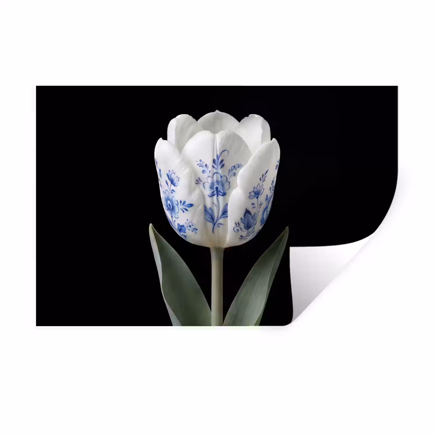 Tulp - Patroon - Blauw Muursticker klein -3d